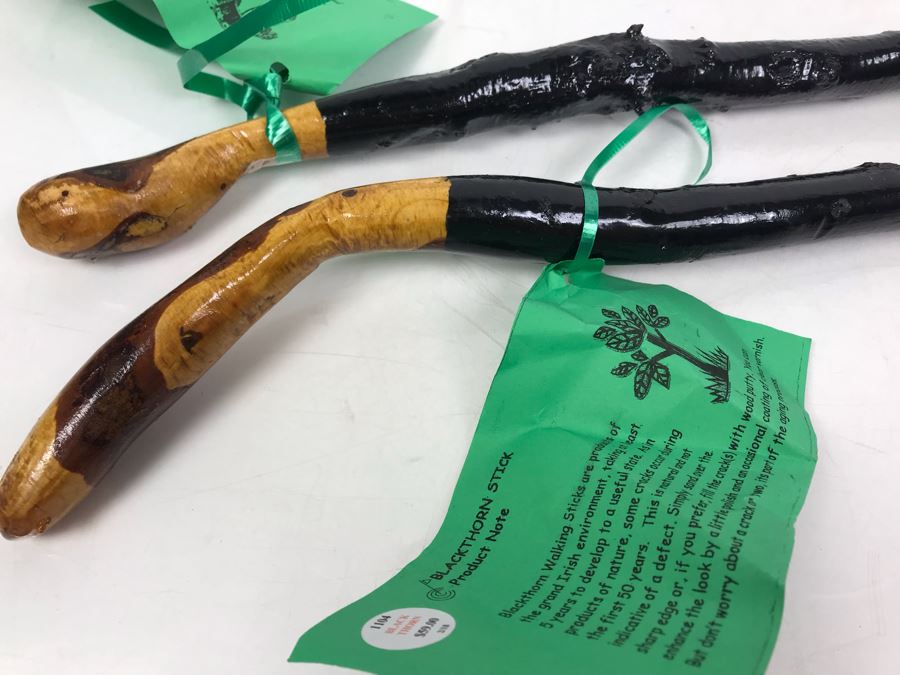 Pair Of Irish Blackthorn Walking Sticks - Similar Gifted To JFK And Ronald Reagan Retails $118 [Photo 13]