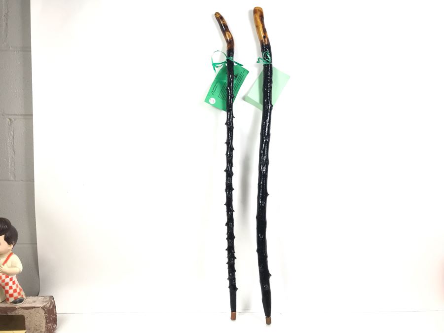 Pair Of Irish Blackthorn Walking Sticks - Similar Gifted To JFK And Ronald Reagan Retails $118 [Photo 2]