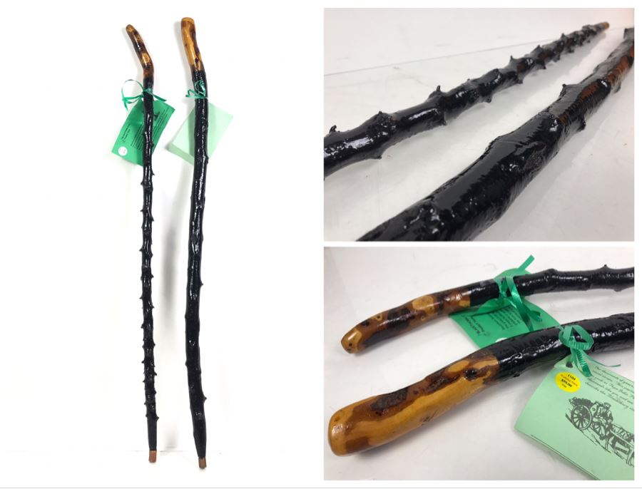 Pair Of Irish Blackthorn Walking Sticks - Similar Gifted To JFK And Ronald Reagan Retails $118