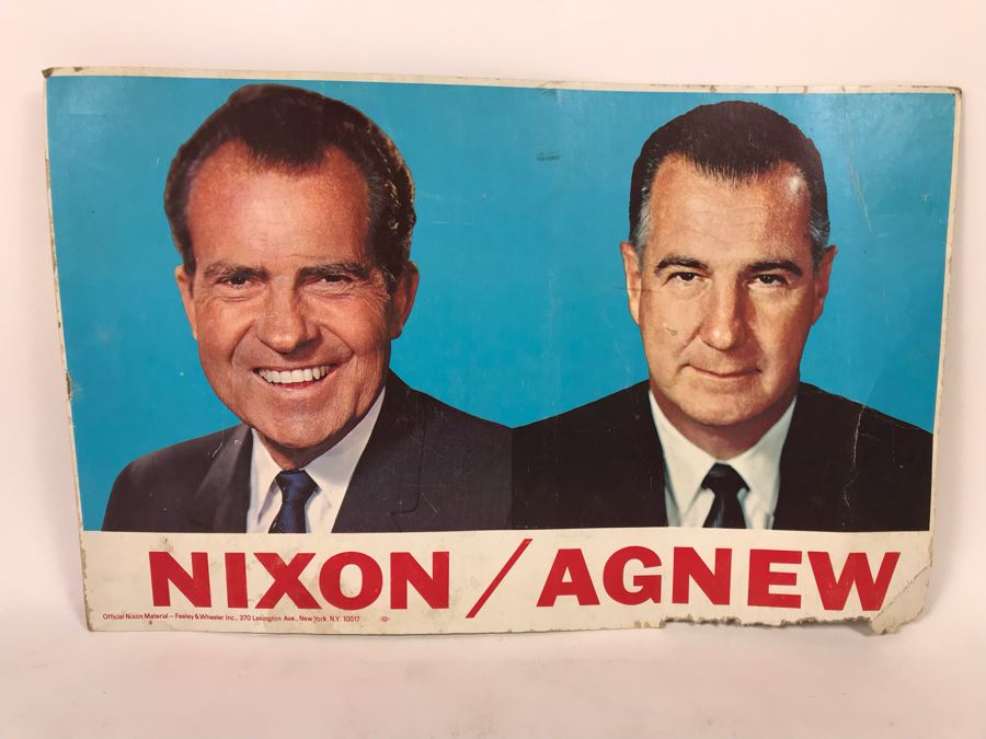 Vintage Nixon / Agnew Political Campaign Cardboard Poster Official Nixon Material 22' X 14' [Photo 2]