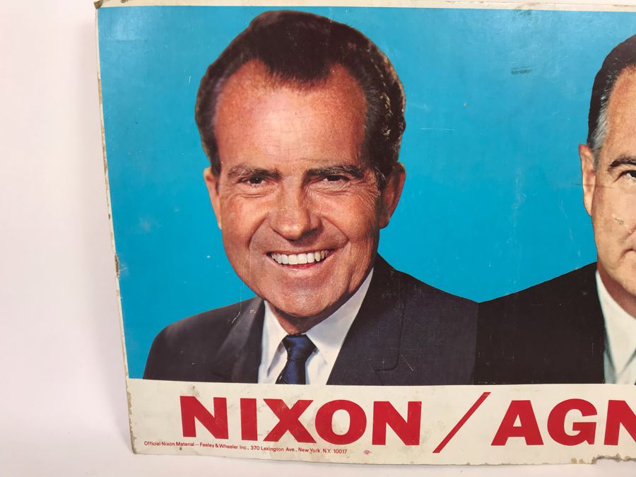 Vintage Nixon / Agnew Political Campaign Cardboard Poster Official Nixon Material 22' X 14' [Photo 3]