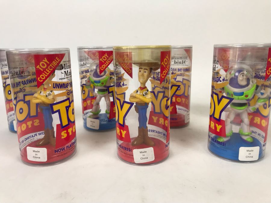 (7) Vintage 1995 New Disney's Original Toy Story One Toy Collectible Figurines (4) Woody And (3) Buzz Lightyear