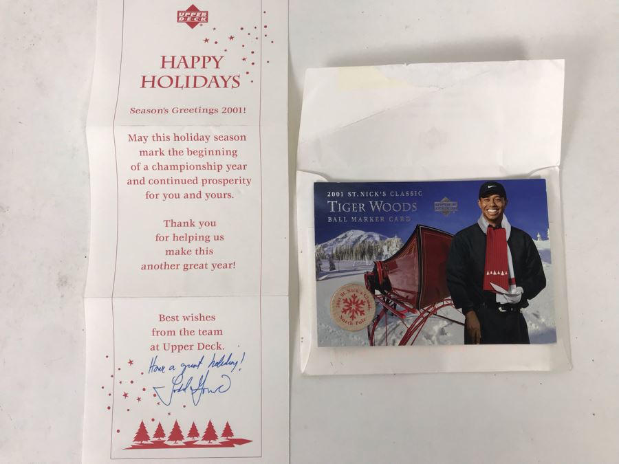 Exclusive Upper Deck 2001 St. Nick's Classic Tiger Woods Ball Marker Card [Photo 2]
