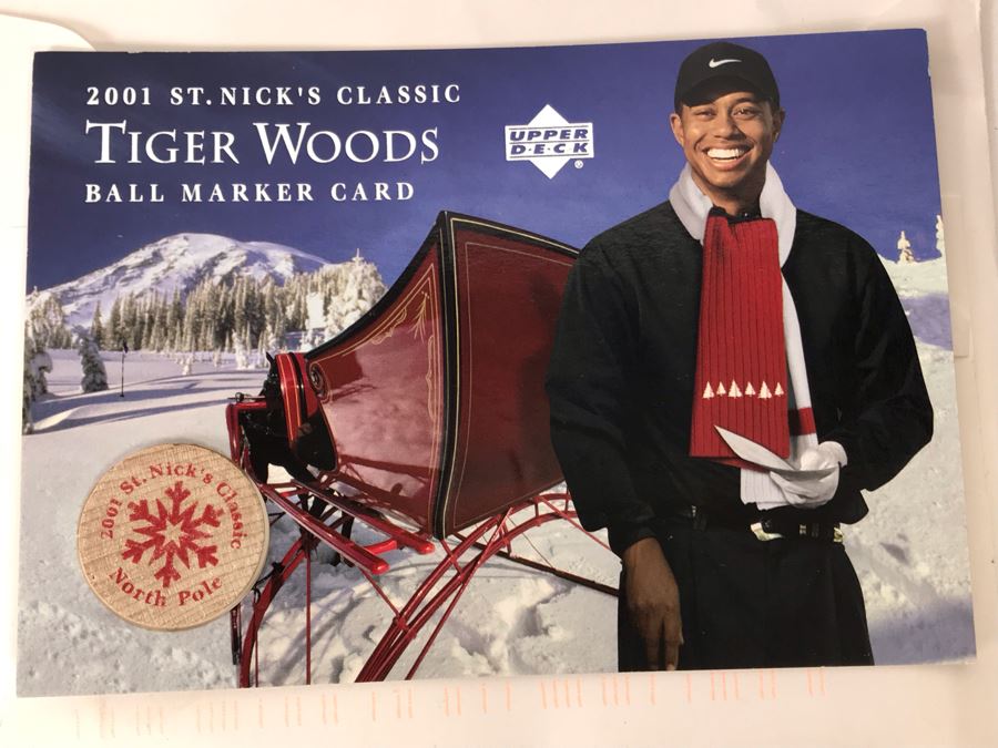Exclusive Upper Deck 2001 St. Nick's Classic Tiger Woods Ball Marker Card [Photo 4]