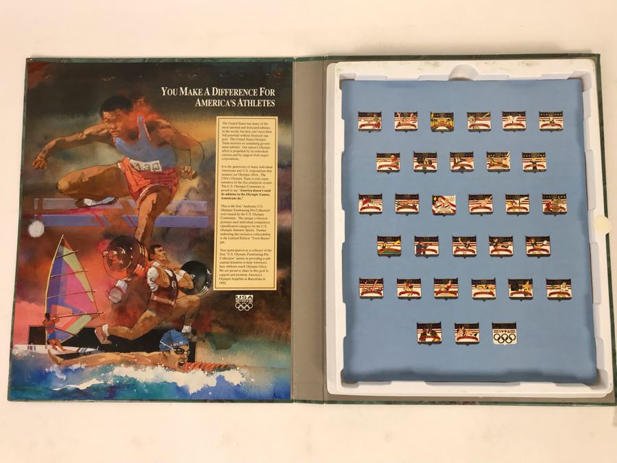 Collection Of 48 Vintage 1992 U.S. Olympic Pins With Authentic 1992 U.S. Olympic Fundraising Collection Pin Set Holder [Photo 11]