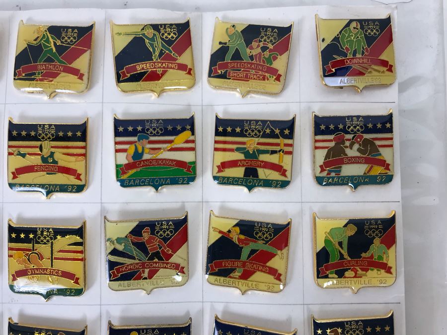 Collection Of 48 Vintage 1992 U.S. Olympic Pins With Authentic 1992 U.S. Olympic Fundraising Collection Pin Set Holder [Photo 6]