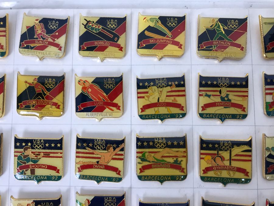 Collection Of 48 Vintage 1992 U.S. Olympic Pins With Authentic 1992 U.S. Olympic Fundraising Collection Pin Set Holder [Photo 7]