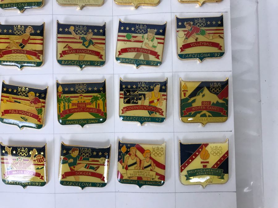 Collection Of 48 Vintage 1992 U.S. Olympic Pins With Authentic 1992 U.S. Olympic Fundraising Collection Pin Set Holder [Photo 5]
