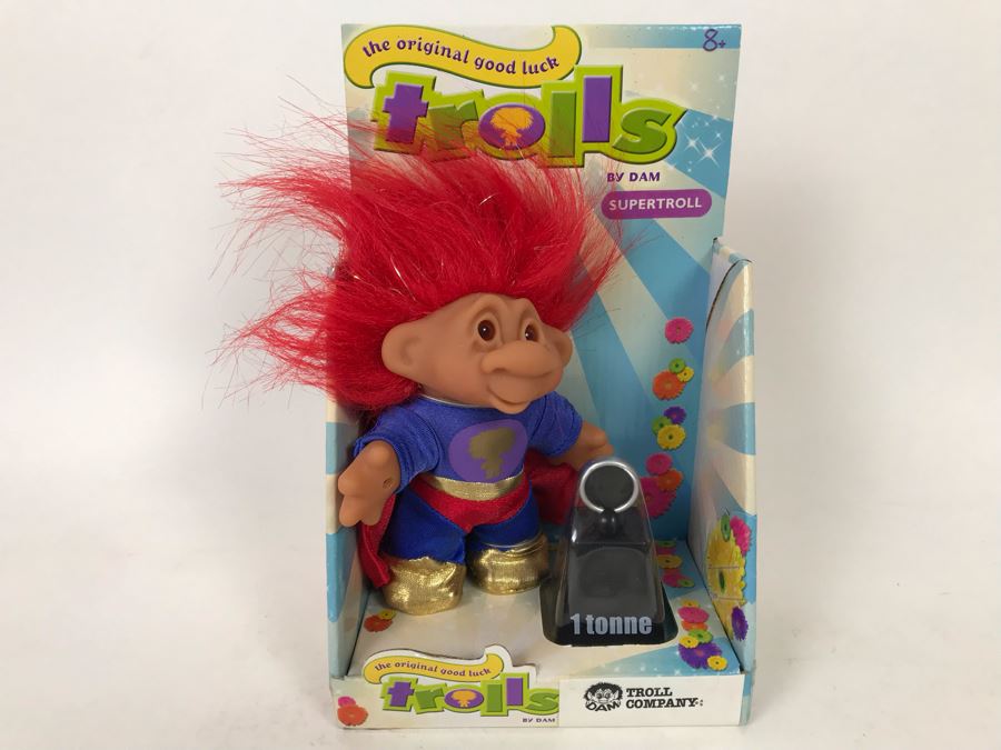 Vintage 2005 Super Hero DAM Troll Doll By Thomas Dam From Denmark Troll Company No. 01973 New In Box [Photo 1]