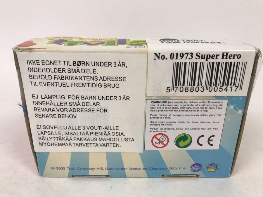 Vintage 2005 Super Hero DAM Troll Doll By Thomas Dam From Denmark Troll Company No. 01973 New In Box [Photo 13]