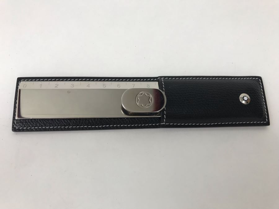 Montblanc Rare Stainless Steel Lifestyle Accessories Ruler With Black Leather Case [Photo 1]