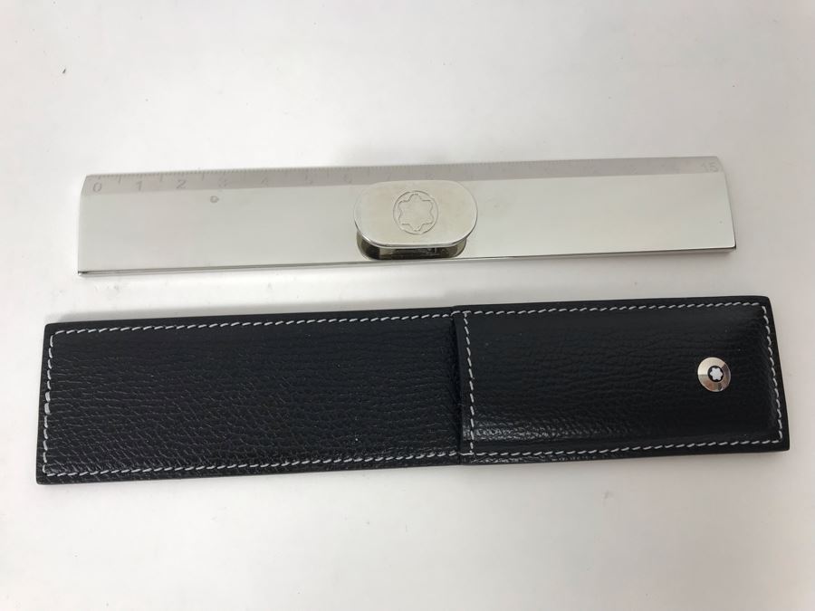 Montblanc Rare Stainless Steel Lifestyle Accessories Ruler With Black Leather Case [Photo 5]
