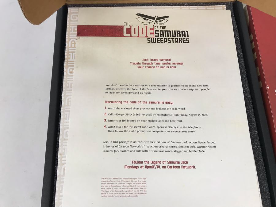 Exclusive Cartoon Network Samurai Jack Warrior Action Samurai Jack Collectible Action Figure Doll New In Box With VHS Tape And Rules For The Code Of The Samurai Sweepstakes [Photo 10]