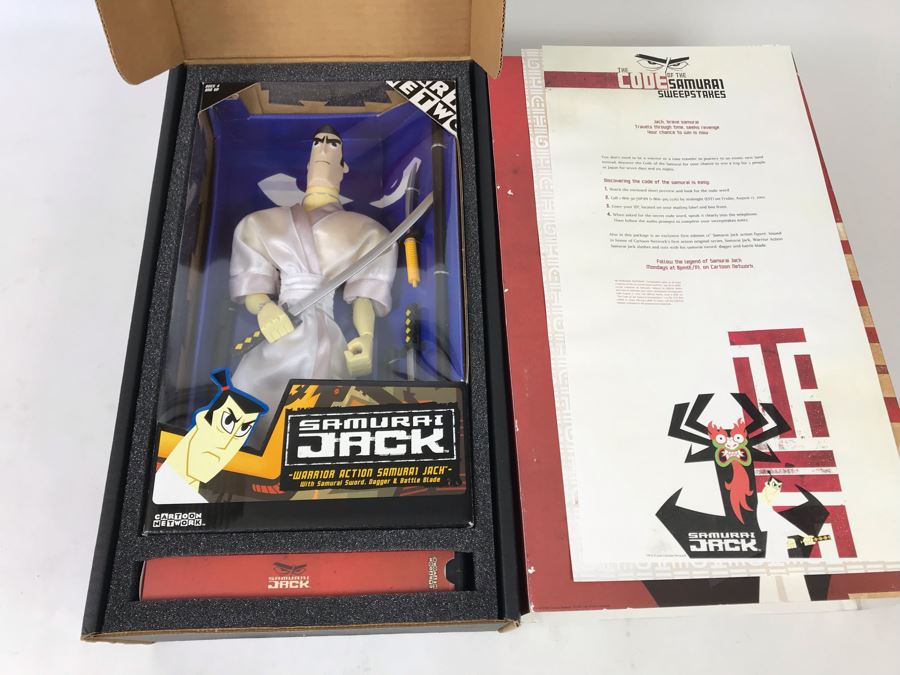 Exclusive Cartoon Network Samurai Jack Warrior Action Samurai Jack Collectible Action Figure Doll New In Box With VHS Tape And Rules For The Code Of The Samurai Sweepstakes