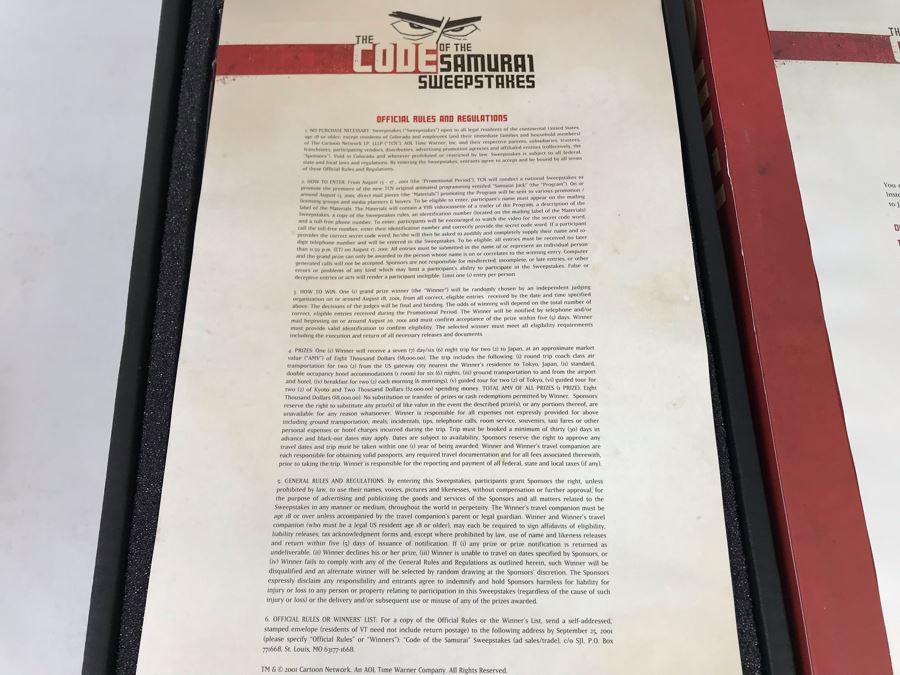 Exclusive Cartoon Network Samurai Jack Warrior Action Samurai Jack Collectible Action Figure Doll New In Box With VHS Tape And Rules For The Code Of The Samurai Sweepstakes [Photo 13]