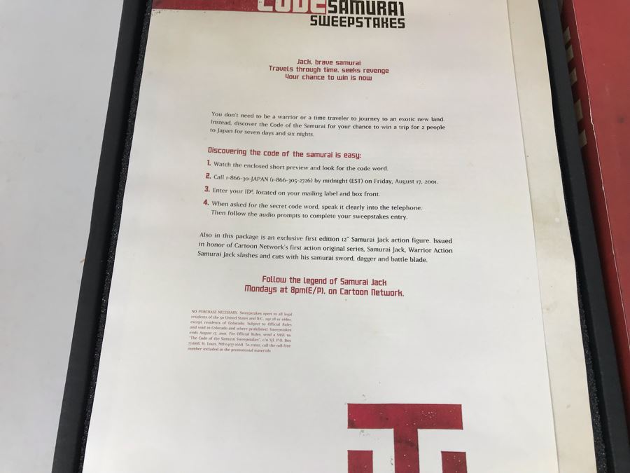 Exclusive Cartoon Network Samurai Jack Warrior Action Samurai Jack Collectible Action Figure Doll New In Box With VHS Tape And Rules For The Code Of The Samurai Sweepstakes [Photo 11]