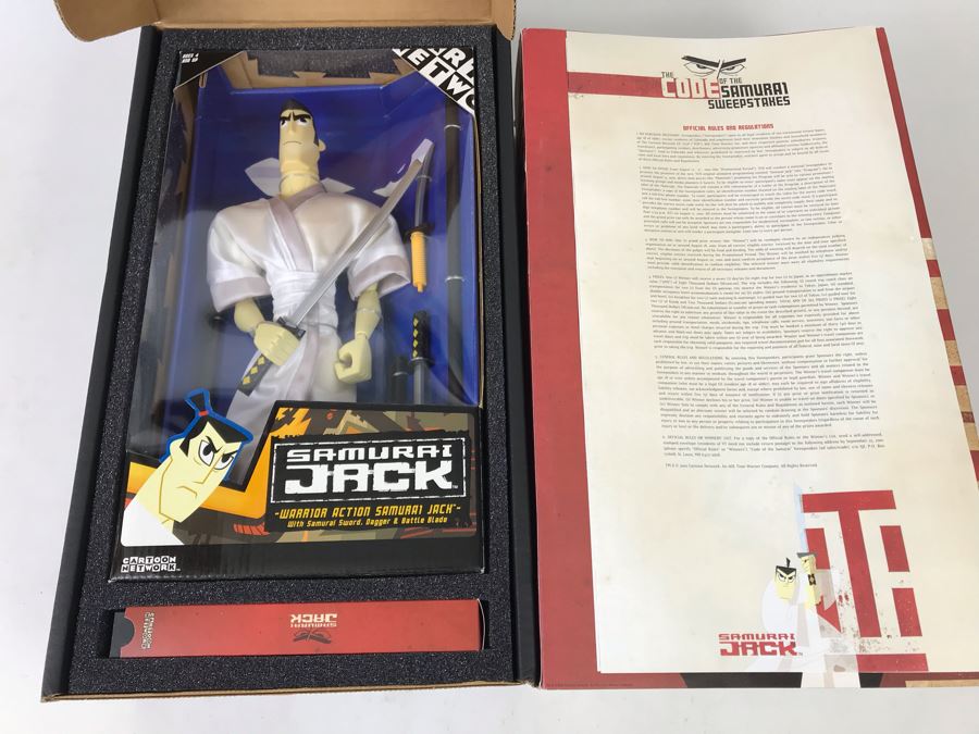 Exclusive Cartoon Network Samurai Jack Warrior Action Samurai Jack Collectible Action Figure Doll New In Box With VHS Tape And Rules For The Code Of The Samurai Sweepstakes
