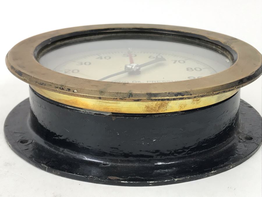 Vintage Brass Governing Oil Pressure Nautical Gauge By US Gauge Co N.Y. 7.5'W [Photo 2]