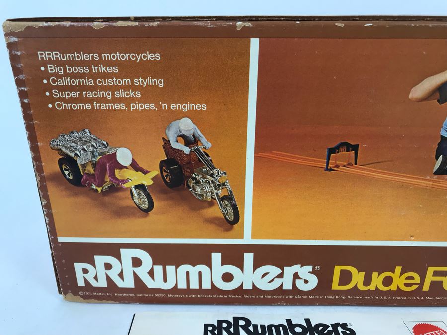 Vintage 1971 Mattel INCOMPLETE Rrrumblers Dude Feud Set With Box Missing RRRumblers Motorcycles - See Photos [Photo 3]