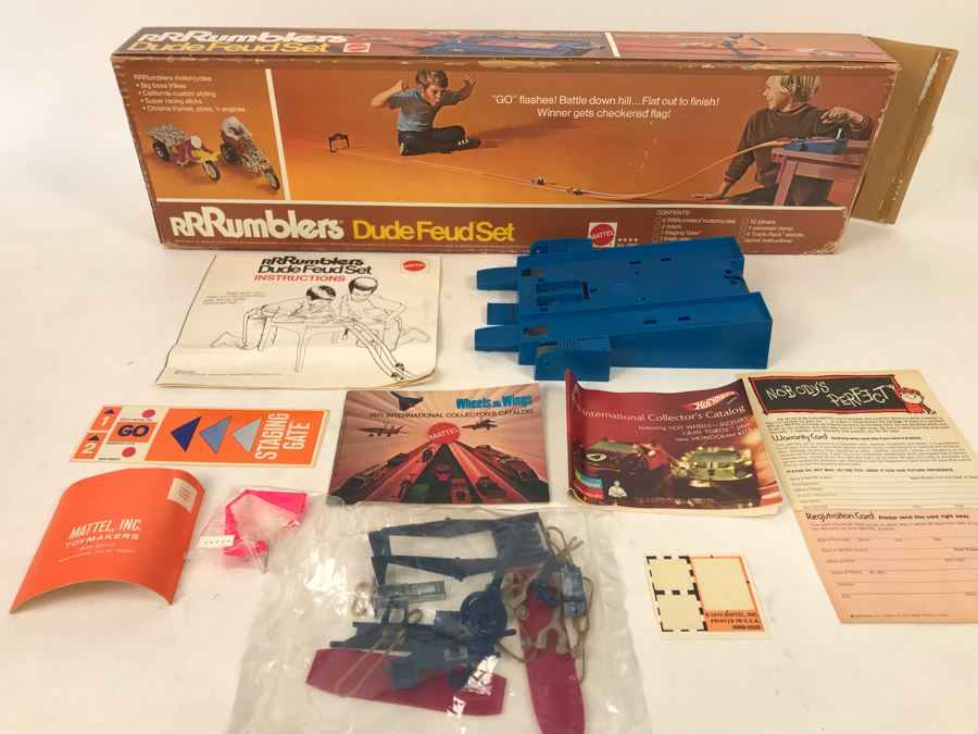 Vintage 1971 Mattel INCOMPLETE Rrrumblers Dude Feud Set With Box Missing RRRumblers Motorcycles - See Photos [Photo 2]
