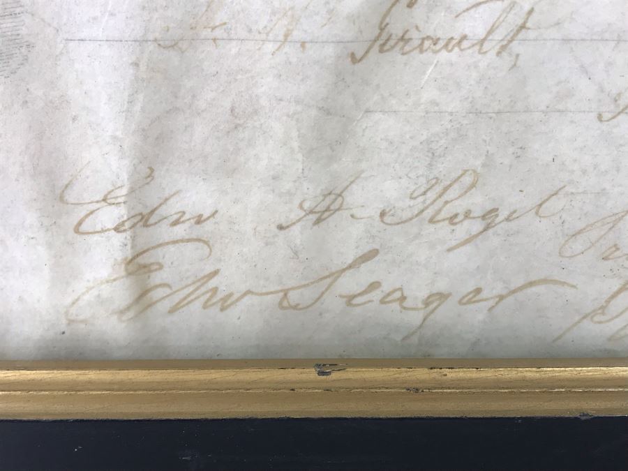 Antique 1864 Framed United States Naval Academy Certificate Of Graduation Diploma Of John C. Bennett As A Midshipman 18' X 23' [Photo 38]