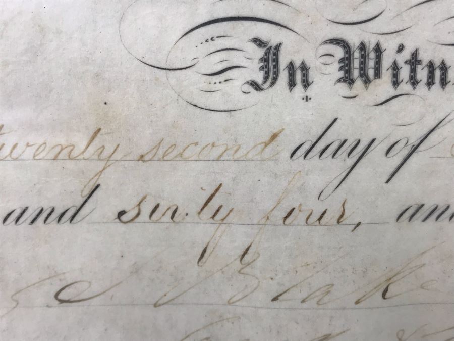 Antique 1864 Framed United States Naval Academy Certificate Of Graduation Diploma Of John C. Bennett As A Midshipman 18' X 23' [Photo 13]