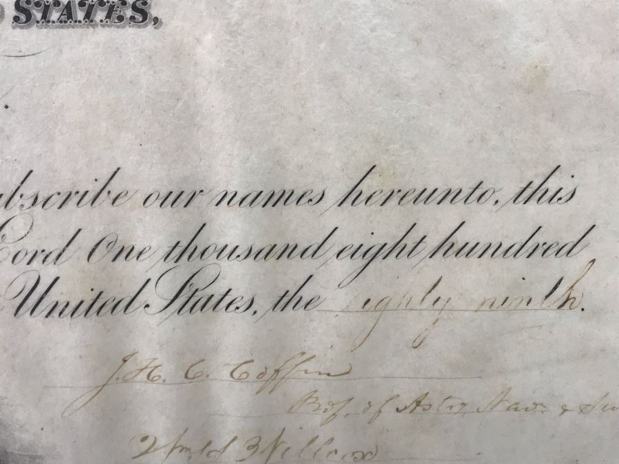 Antique 1864 Framed United States Naval Academy Certificate Of Graduation Diploma Of John C. Bennett As A Midshipman 18' X 23' [Photo 12]