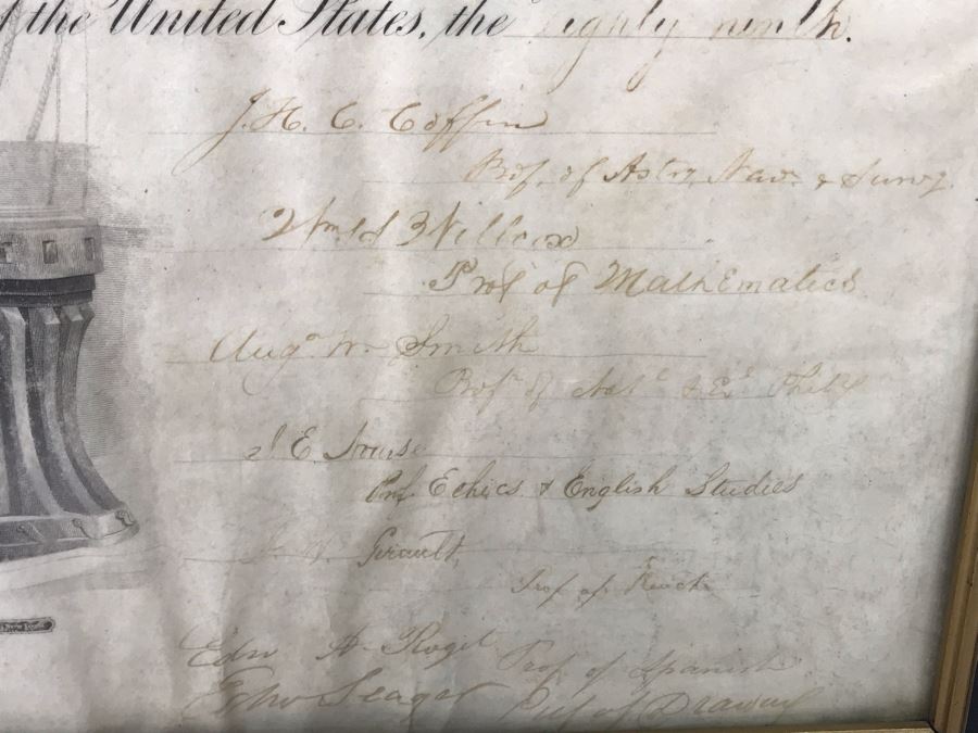 Antique 1864 Framed United States Naval Academy Certificate Of Graduation Diploma Of John C. Bennett As A Midshipman 18' X 23' [Photo 27]