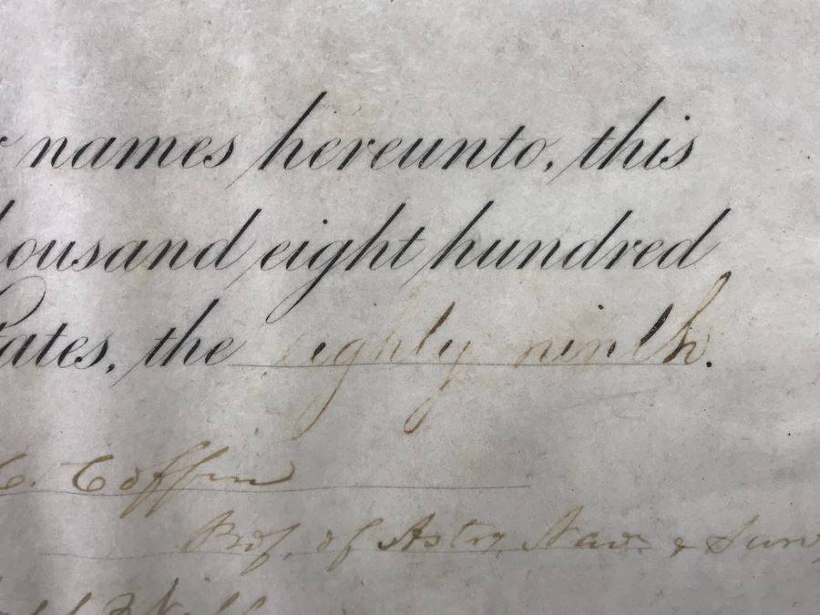 Antique 1864 Framed United States Naval Academy Certificate Of Graduation Diploma Of John C. Bennett As A Midshipman 18' X 23' [Photo 14]