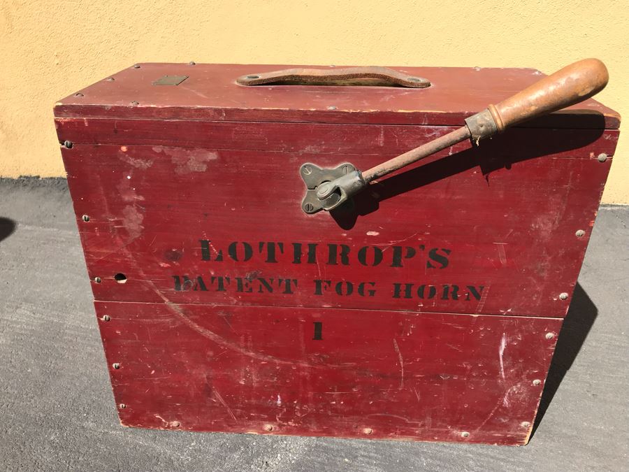 Antique Lothrop's Patent Fog Horn With 1901 Patent Date L D Lothrop Glouchester, Mass 18826 21'W X 9.5'D X 17'H [Photo 3]