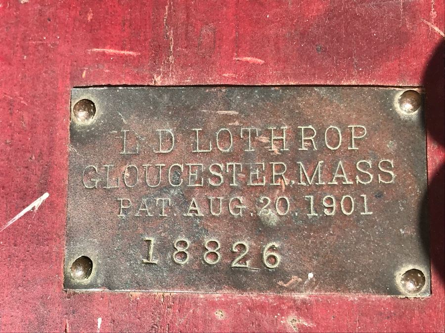 Antique Lothrop's Patent Fog Horn With 1901 Patent Date L D Lothrop Glouchester, Mass 18826 21'W X 9.5'D X 17'H [Photo 8]