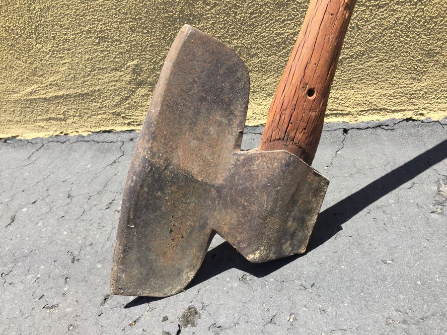 Vintage Wrought Iron Hatchet Axe With Wooden Handle [Photo 2]