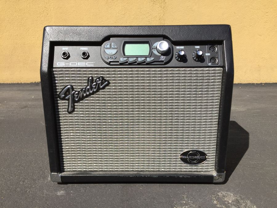 Fender G-Dec Guitar Digital Entertainment Center Amplifier, Leather Guitar Strap, 18.5' Guitar Amp Cord, Dean Markley Pickup And Microphone - See Photos [Photo 1]