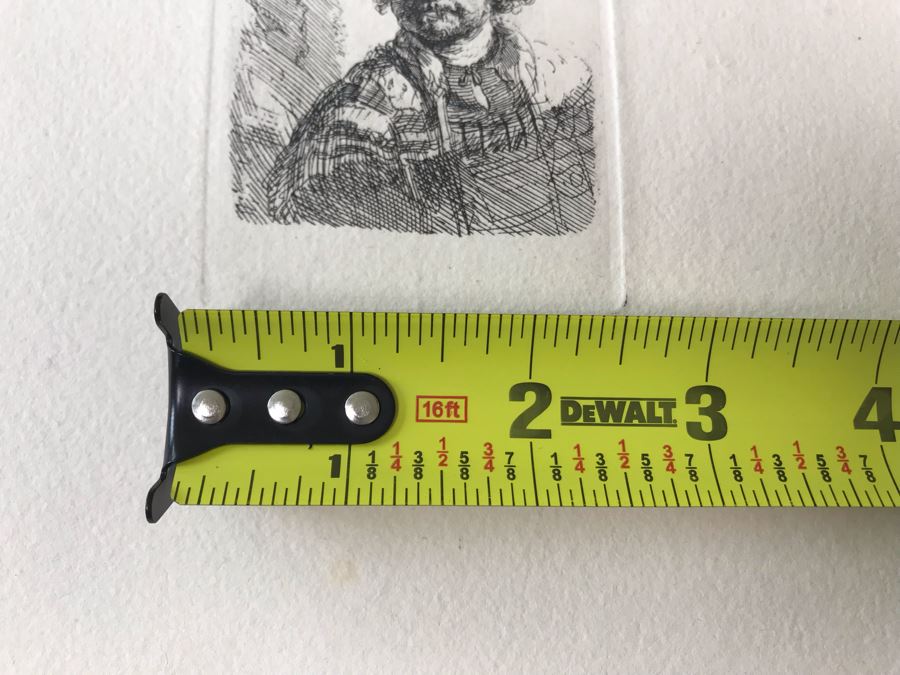 RARE Original Rembrandt Van Rijn Etching Titled 'Self Portrait In A Flat Cap And Embroidered Dress' Pressed In 1922 By Alex Eckener 2.5' X 3.5' Item Appraised At $7,732 Has A Reserve Price - See Description For More Info [Photo 28]