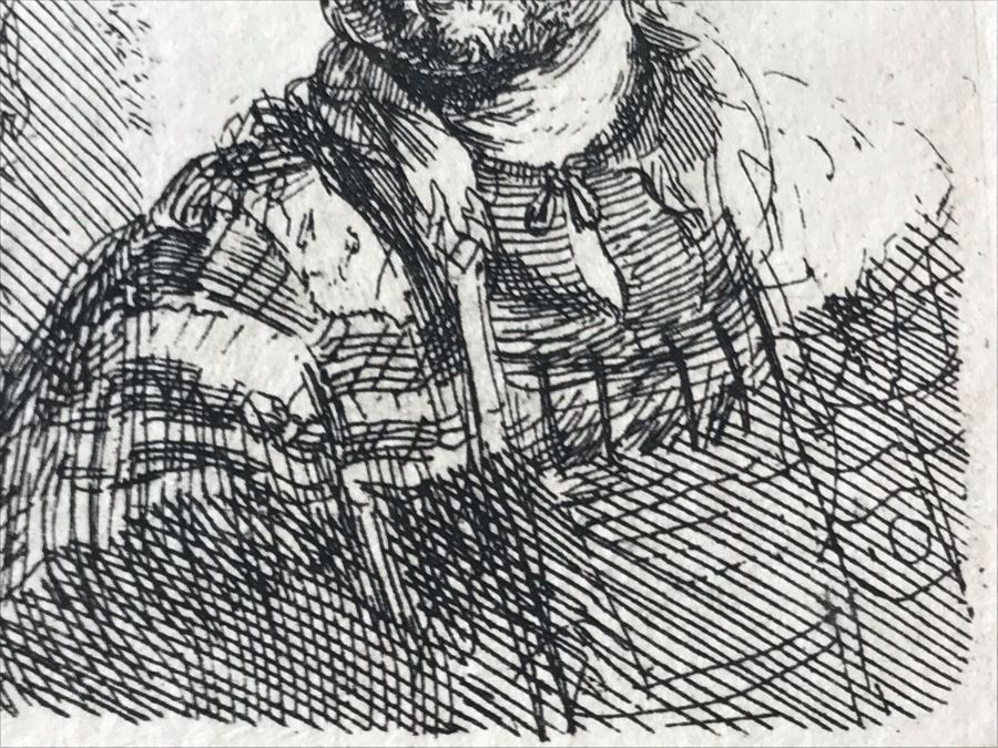RARE Original Rembrandt Van Rijn Etching Titled 'Self Portrait In A Flat Cap And Embroidered Dress' Pressed In 1922 By Alex Eckener 2.5' X 3.5' Item Appraised At $7,732 Has A Reserve Price - See Description For More Info [Photo 17]