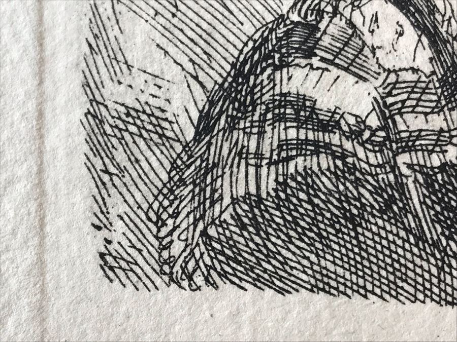 RARE Original Rembrandt Van Rijn Etching Titled 'Self Portrait In A Flat Cap And Embroidered Dress' Pressed In 1922 By Alex Eckener 2.5' X 3.5' Item Appraised At $7,732 Has A Reserve Price - See Description For More Info [Photo 18]