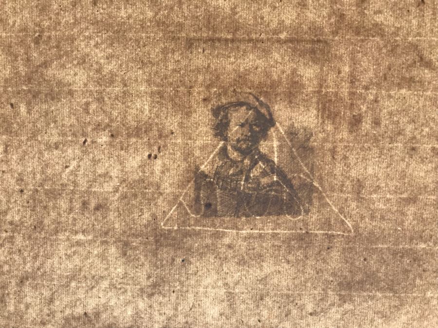 RARE Original Rembrandt Van Rijn Etching Titled 'Self Portrait In A Flat Cap And Embroidered Dress' Pressed In 1922 By Alex Eckener 2.5' X 3.5' Item Appraised At $7,732 Has A Reserve Price - See Description For More Info [Photo 38]