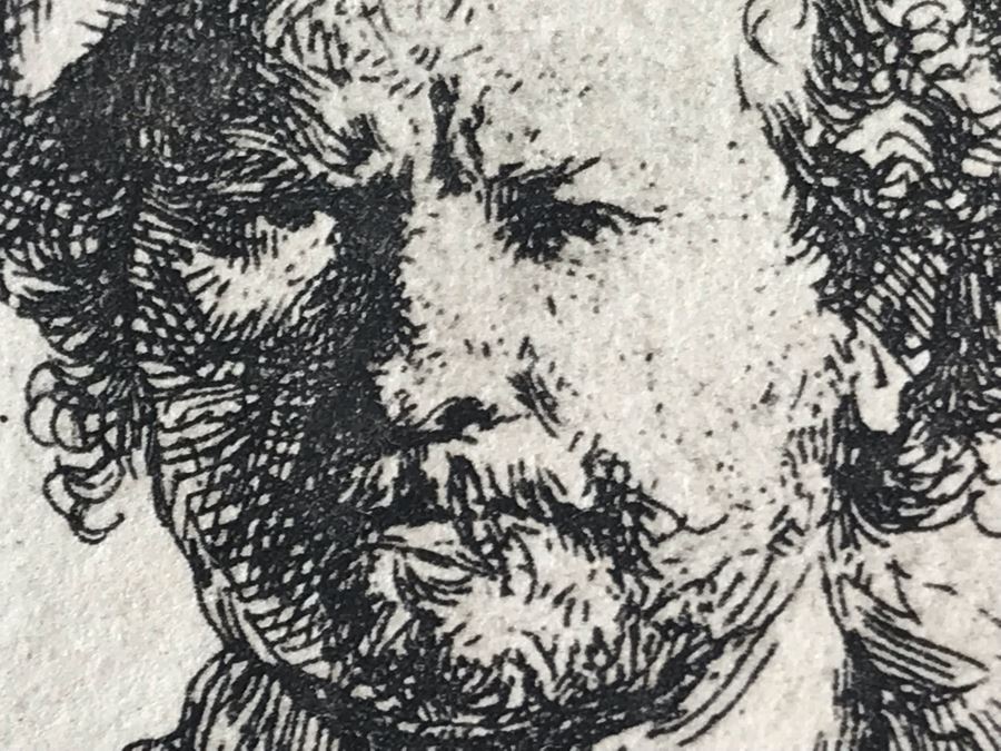 RARE Original Rembrandt Van Rijn Etching Titled 'Self Portrait In A Flat Cap And Embroidered Dress' Pressed In 1922 By Alex Eckener 2.5' X 3.5' Item Appraised At $7,732 Has A Reserve Price - See Description For More Info [Photo 13]