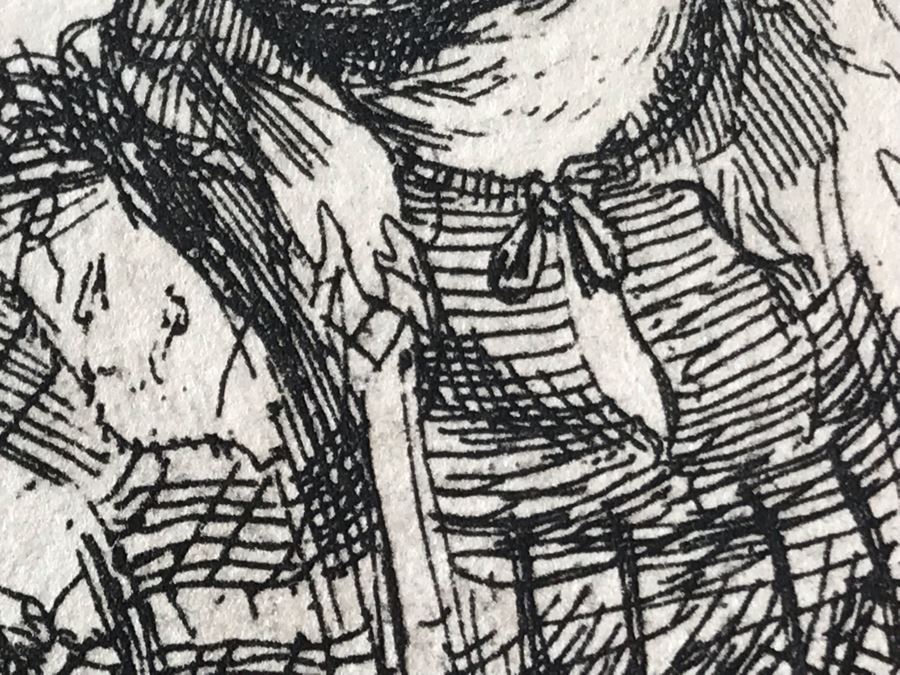 RARE Original Rembrandt Van Rijn Etching Titled 'Self Portrait In A Flat Cap And Embroidered Dress' Pressed In 1922 By Alex Eckener 2.5' X 3.5' Item Appraised At $7,732 Has A Reserve Price - See Description For More Info [Photo 16]