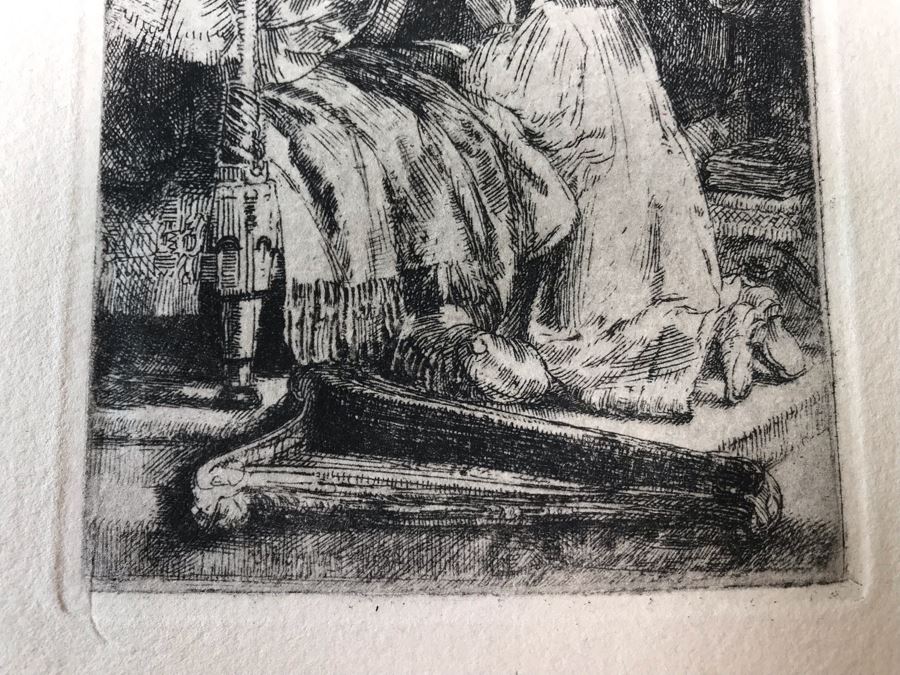 RARE Original Rembrandt Van Rijn Etching Titled 'David In Prayer' Pressed In 1922 By Alex Eckener 4' X 5.5' Item Appraised At $3,900 Has A Reserve Price - See Description For More Info [Photo 8]