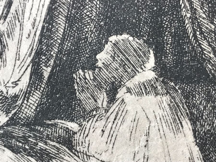 RARE Original Rembrandt Van Rijn Etching Titled 'David In Prayer' Pressed In 1922 By Alex Eckener 4' X 5.5' Item Appraised At $3,900 Has A Reserve Price - See Description For More Info [Photo 10]