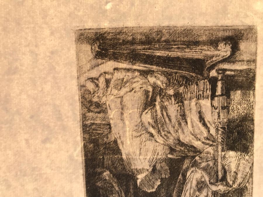 RARE Original Rembrandt Van Rijn Etching Titled 'David In Prayer' Pressed In 1922 By Alex Eckener 4' X 5.5' Item Appraised At $3,900 Has A Reserve Price - See Description For More Info [Photo 26]