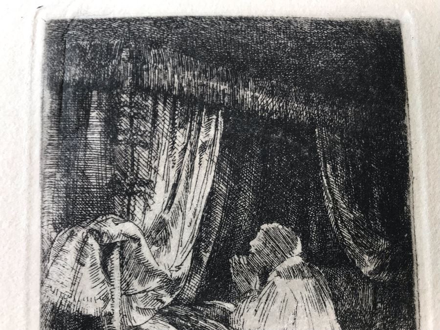 RARE Original Rembrandt Van Rijn Etching Titled 'David In Prayer' Pressed In 1922 By Alex Eckener 4' X 5.5' Item Appraised At $3,900 Has A Reserve Price - See Description For More Info [Photo 7]