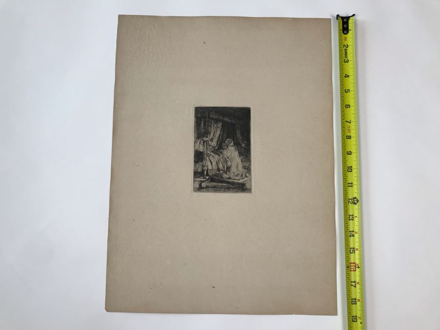RARE Original Rembrandt Van Rijn Etching Titled 'David In Prayer' Pressed In 1922 By Alex Eckener 4' X 5.5' Item Appraised At $3,900 Has A Reserve Price - See Description For More Info [Photo 20]