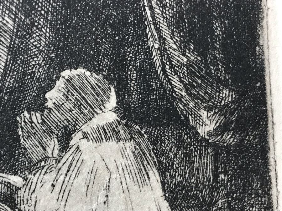 RARE Original Rembrandt Van Rijn Etching Titled 'David In Prayer' Pressed In 1922 By Alex Eckener 4' X 5.5' Item Appraised At $3,900 Has A Reserve Price - See Description For More Info [Photo 16]