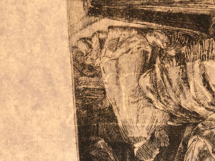 RARE Original Rembrandt Van Rijn Etching Titled 'David In Prayer' Pressed In 1922 By Alex Eckener 4' X 5.5' Item Appraised At $3,900 Has A Reserve Price - See Description For More Info [Photo 27]