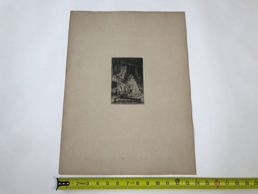 RARE Original Rembrandt Van Rijn Etching Titled 'David In Prayer' Pressed In 1922 By Alex Eckener 4' X 5.5' Item Appraised At $3,900 Has A Reserve Price - See Description For More Info [Photo 22]