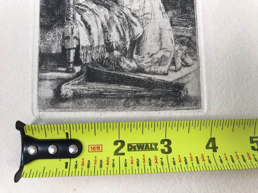 RARE Original Rembrandt Van Rijn Etching Titled 'David In Prayer' Pressed In 1922 By Alex Eckener 4' X 5.5' Item Appraised At $3,900 Has A Reserve Price - See Description For More Info [Photo 25]