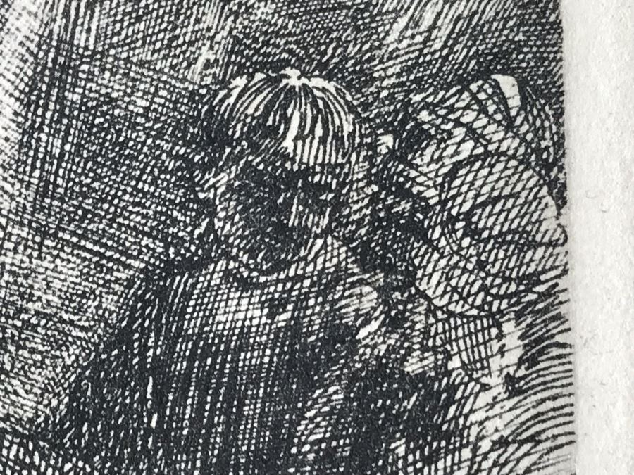 RARE Original Rembrandt Van Rijn Etching Titled 'The Circumcision In The Stable' Pressed In 1922 By Alex Eckener 5.5' X 3.75' Item Appraised At $5,400 Has A Reserve Price - See Description For More Info [Photo 16]