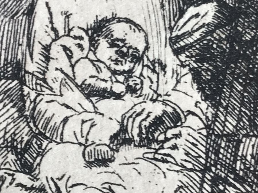 RARE Original Rembrandt Van Rijn Etching Titled 'The Circumcision In The Stable' Pressed In 1922 By Alex Eckener 5.5' X 3.75' Item Appraised At $5,400 Has A Reserve Price - See Description For More Info [Photo 14]